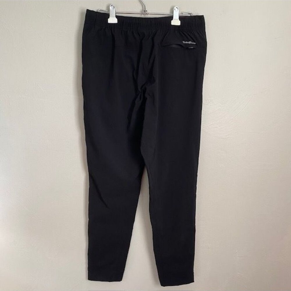 Eddie Bauer Mens Medium Black Fleece-Lined Pants UPF 50 Pockets Elastic Waist